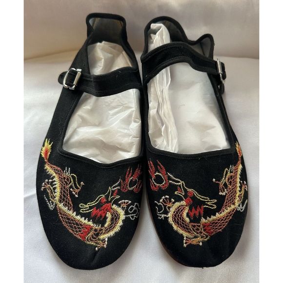 No Brand | Shoes | Vintage Chinese Dragon Embroidered Mary Jane Flats ...